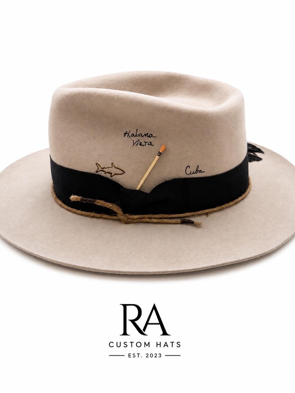 Men's Beige Fedora with Black Band